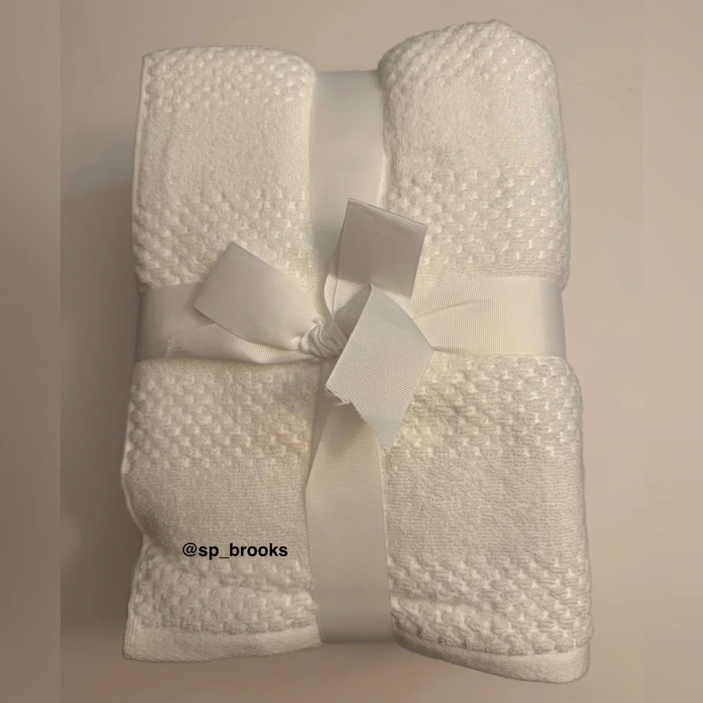 🎁6PC Hotel Balfour Bath Towel Set White Waffle Design Soft 100% Cotton NEW